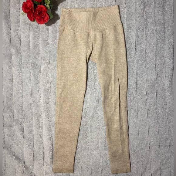 Tan Ribbed Leggings - Picture 2 of 5